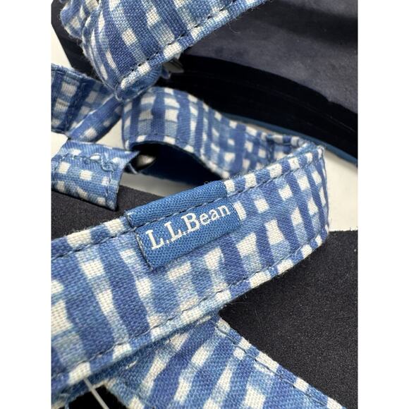 NWT L.L Bean Maine Isle Four Point Blue Gingham Plaid Sandals Women’s Size 8 - Picture 6 of 8